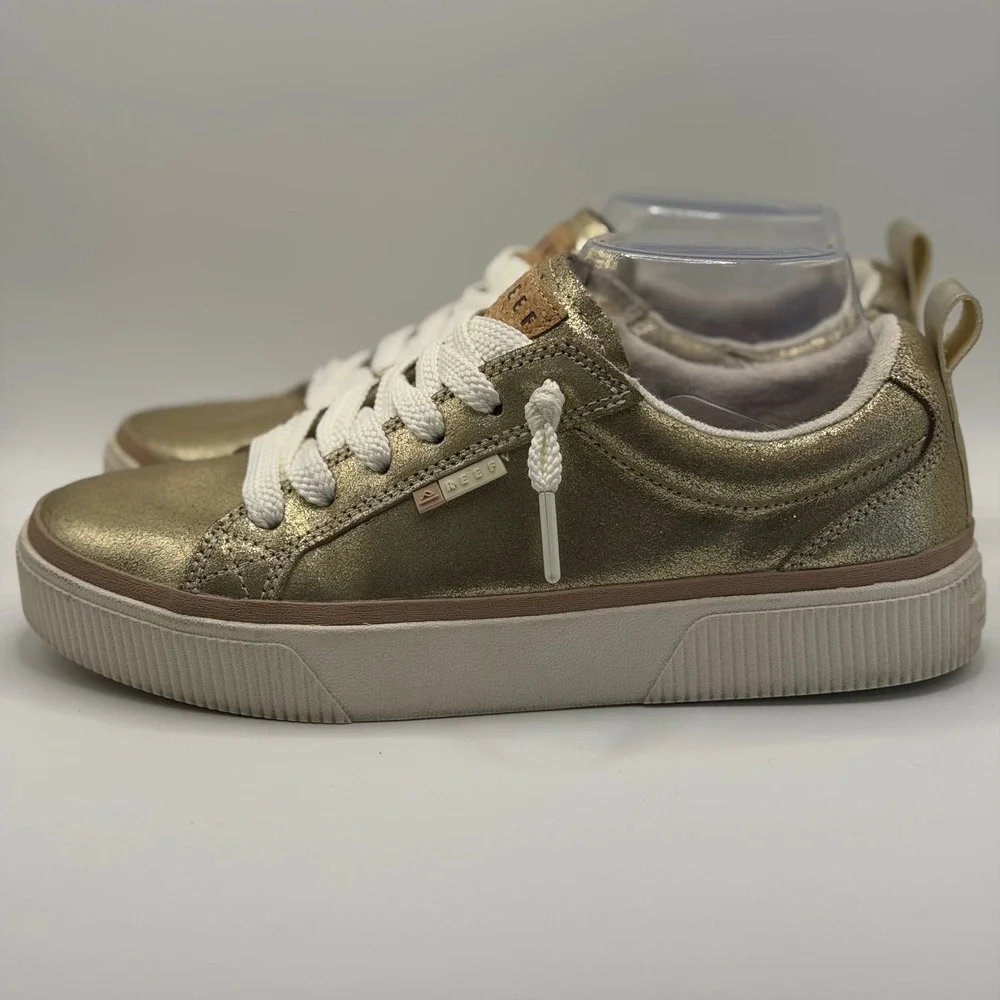 Reef Swellsole Cruiser Metallic Gold Low Top Platform Sneakers Womens Shoes 9